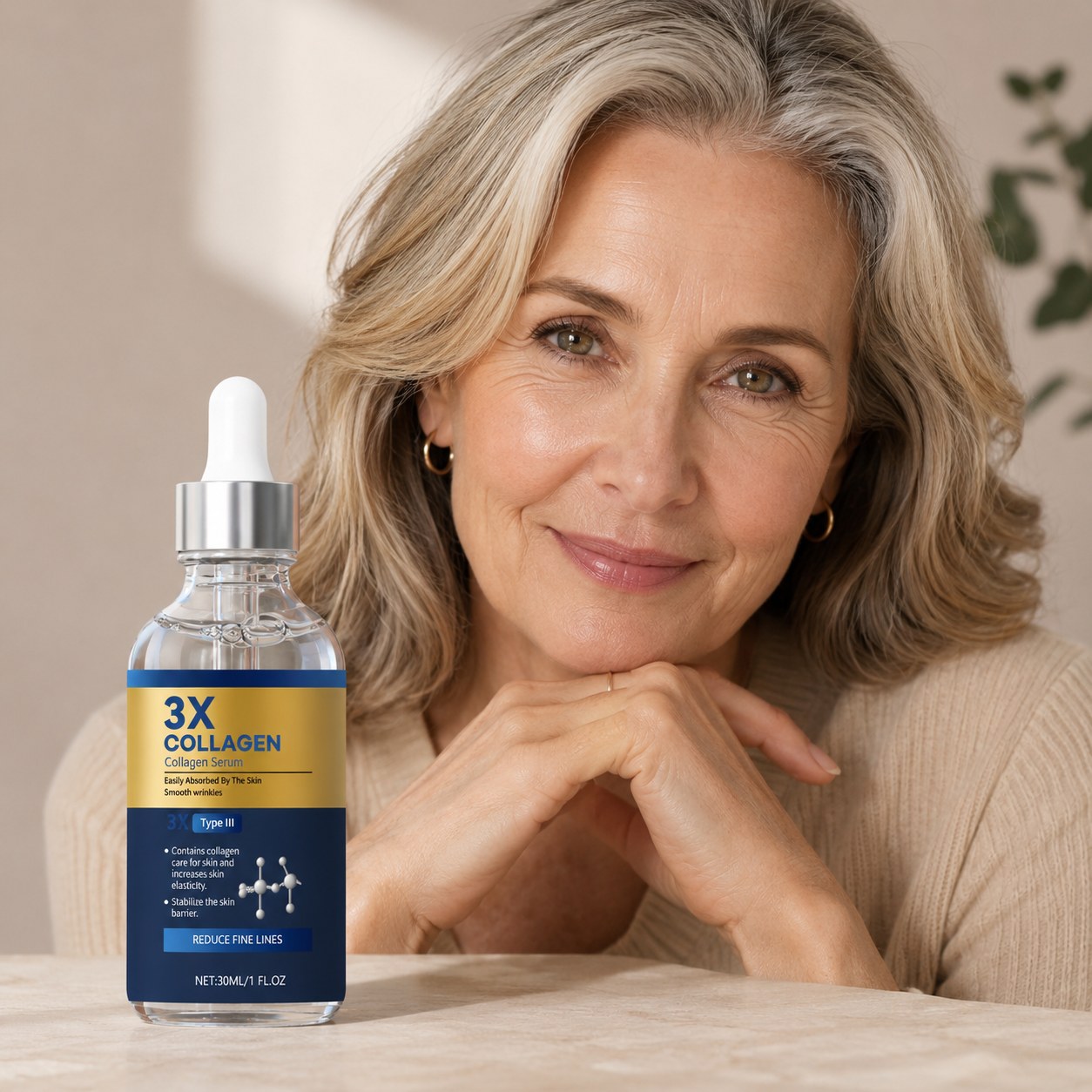 3X Collagen Serum™ – Kollagen, Hyaluronsyra & Niacinamid för Fastare och Återfuktad Hud 30 ml