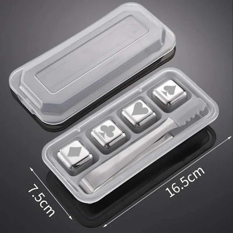 Kylkuber Poker silver 4-pack rostfritt