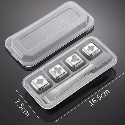 Kylkuber Poker silver 4-pack rostfritt