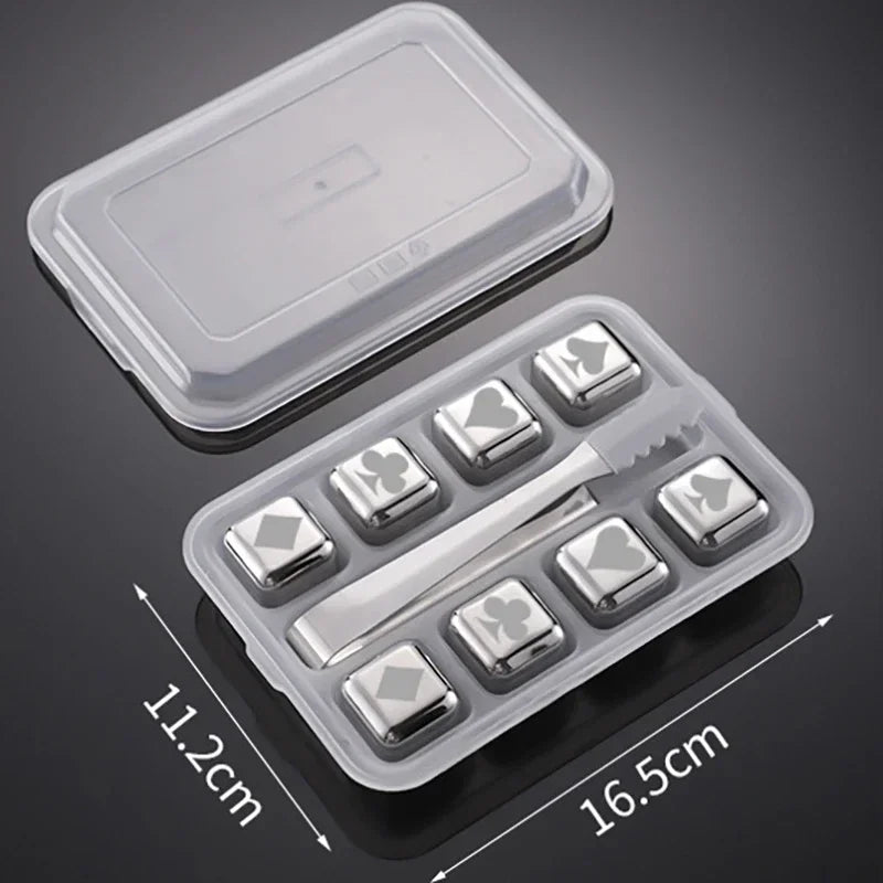 Kylkuber Poker silver 8-pack rostfritt