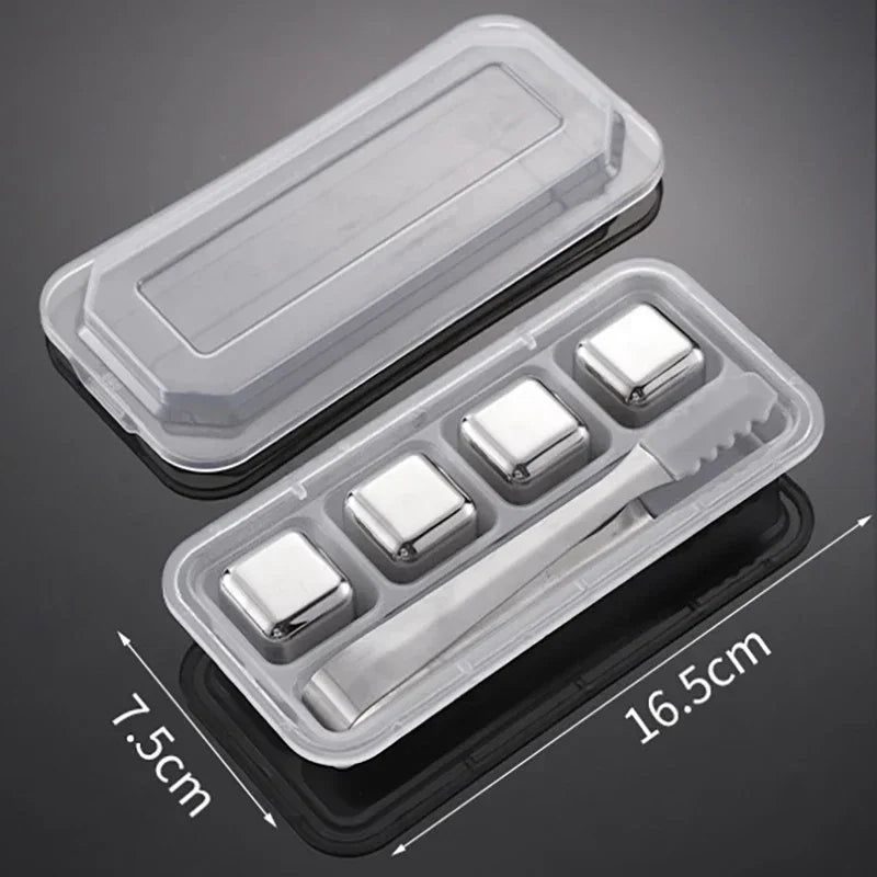 Kylkuber Släta Silver 4-pack rostfritt